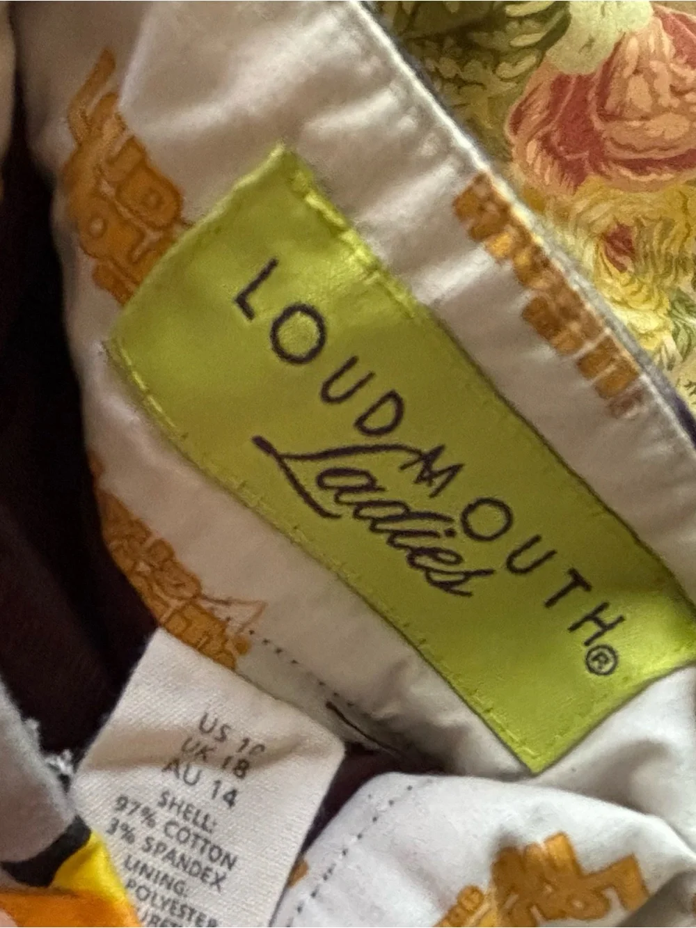 LOUDMOUTH Ladies FLORAL golf skort BLACK BLUE ORANGE size 10